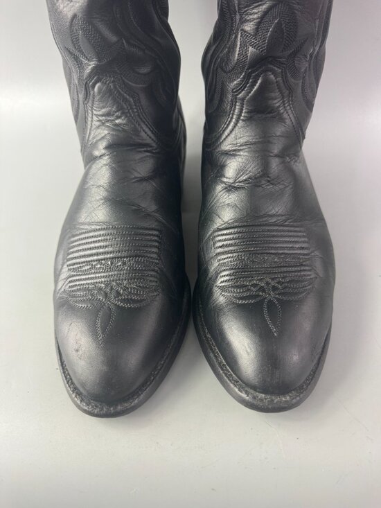 Lucchese 2000 Black Calf Skin Leather Western Boots Men Size 8 1/2 EE main image 7